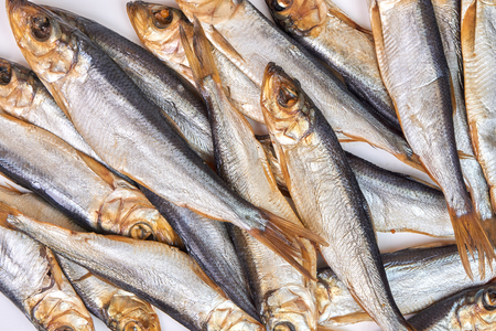 Smoked fish Baltic herring as background image.の写真素材