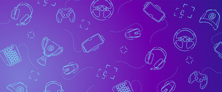 Game Gadgets - Line concept art with modern blue and violet background for banner