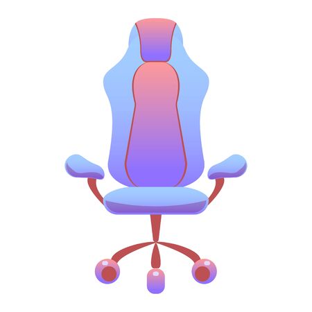 Gaming chair on isolated background, bright flat icon in lilac and red colors. white background vectorのイラスト素材