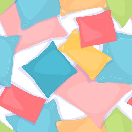 Pillows seamless pattern. Color geometric texture. Decoration element. Material design. Cloth, textile background. Cool pattern. Flat vector illustration on white background.のイラスト素材