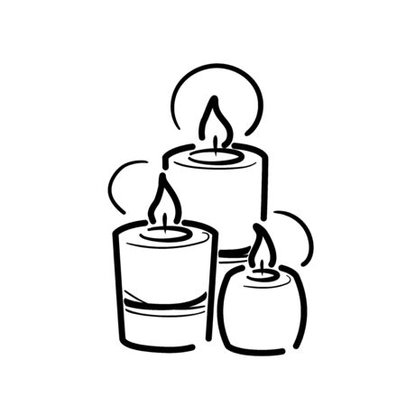 Line three candles spa for web social media design. Holiday celebration relaxation cartoon concept. Health care Aromatic vector pictogram on isolated white.のイラスト素材