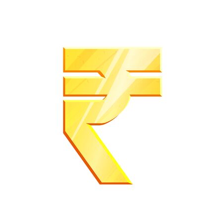 Golden rupee INR symbol on white background. Finance investment concept. Exchange Indian currency Money banking illustration. Business income earnings. Financial sign stock vector.のイラスト素材