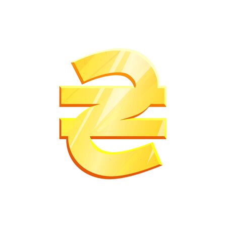 Golden hryvna symbol UAH on white background. Finance investment concept. Exchange Ukrainian currency Money banking illustration. Business income earnings. Financial sign stock vector.のイラスト素材
