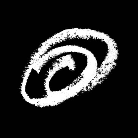 Chalk Textured brush swirl spiral. Hand drawn White Circle Stroke. Round decorative line isolated on blackboard. Drawing element for design. Top view.の写真素材