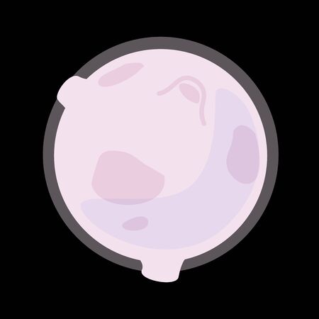 Pink moon cartoon icon isolated on black background. Round Luna with Craters Simple flat doodle design. Vector  clip art. Fullmoon sticker.のイラスト素材
