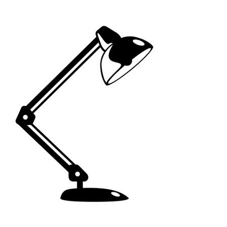 Black glyph Table lamp vector object isolated on white background. Modern reading lamp flat icon illustration. Clip art design elementのイラスト素材