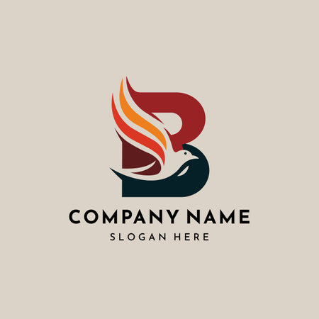 B letter fire bird logo template vector icon element isolated on white backgroundのイラスト素材