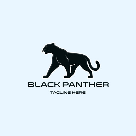 Black panther logo design vector template. Creative panther logo design.のイラスト素材