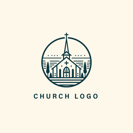 Church logo design vector template. Christian symbols. Church logo template.のイラスト素材