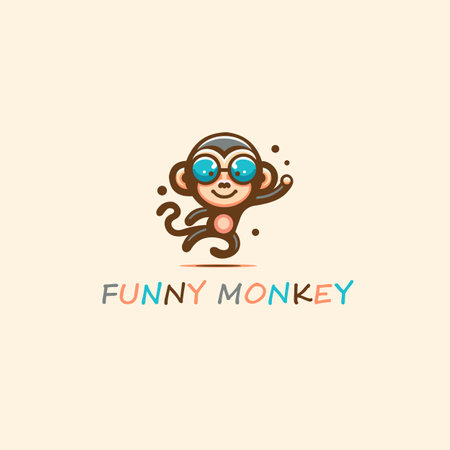 funny monkey vector logo design template. cute monkey vector logo designのイラスト素材