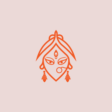 Durga Goddess of Power Vector Logo Design Template. Hindu Goddess of Power Symbolのイラスト素材