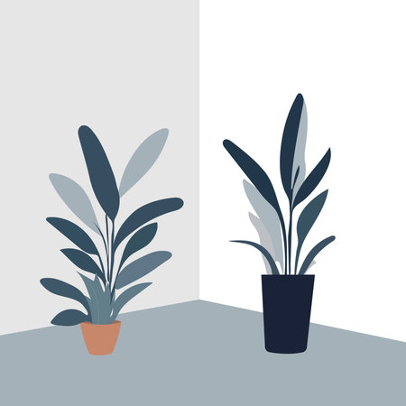 Vector illustration of house plants in a pot on the windowsill.のイラスト素材
