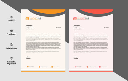 corporate business letterhead design template in orange and black color.のイラスト素材