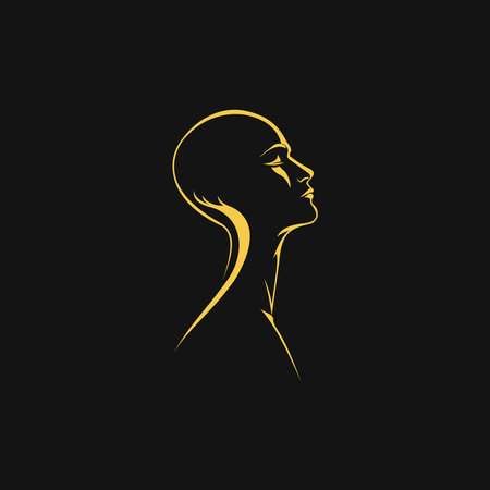 Human head silhouette. Vector illustration of a woman's head on a black background.のイラスト素材