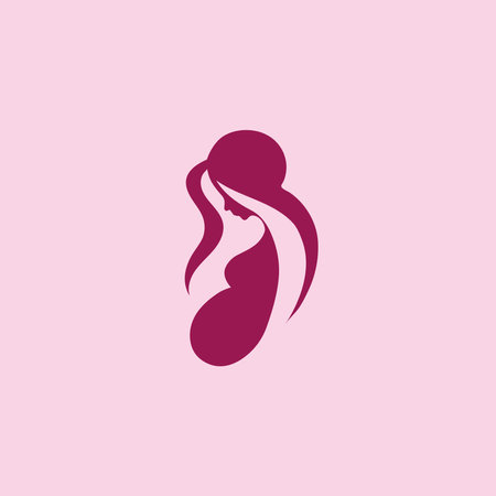 Pregnant woman vector logo design. Maternity logo concept.のイラスト素材