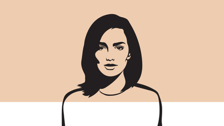 Portrait of a beautiful woman with long hair. Vector illustration.のイラスト素材