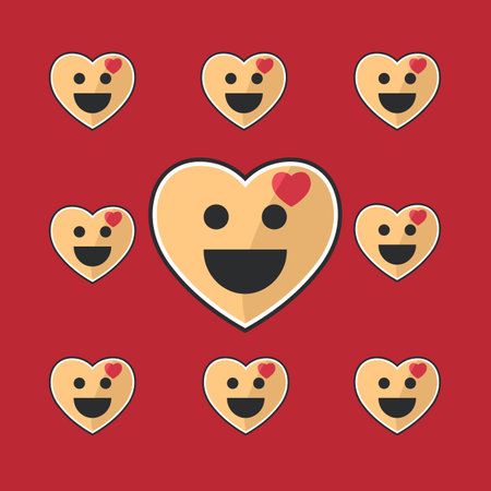 Heart emoticons set in flat style. Emoticon icons vector collection.のイラスト素材