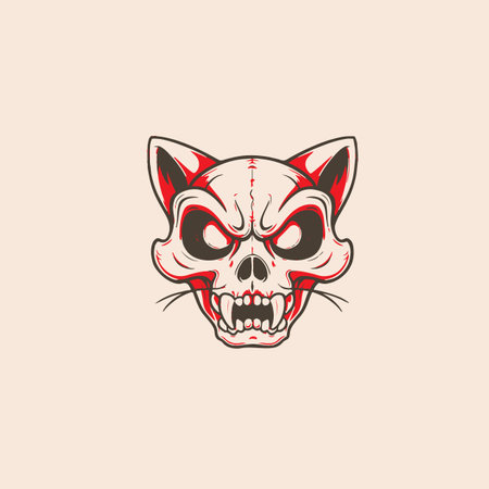 Skull of a cat. Vector illustration in a flat style.のイラスト素材