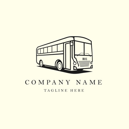bus line art logo design vector graphic symbol icon sign illustration creative ideaのイラスト素材