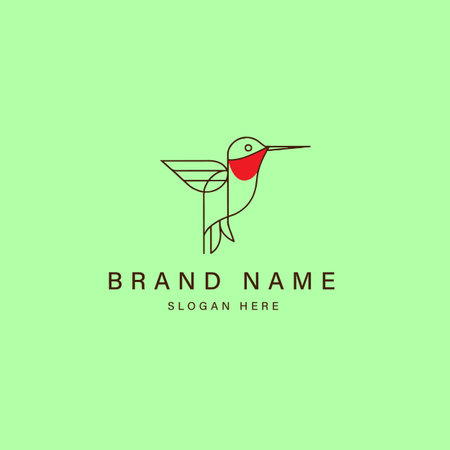 bird line art logo vector icon illustration - vector, editable strokeのイラスト素材