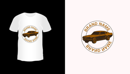 Vintage car logo, badge, label and emblem template on t-shirtのイラスト素材
