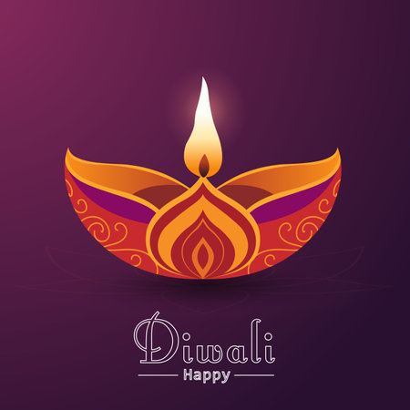 Happy Diwali festival of lights greeting card. Vector illustration.のイラスト素材
