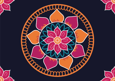 Mandala. Ethnic decorative element. Hand drawn backdrop. Islam, Arabic, Indian, ottoman motifs. Perfect for printing on fabric or paper.のイラスト素材