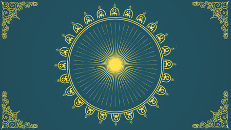 Vintage  background with round frame and sunburst. Vector illustration.のイラスト素材