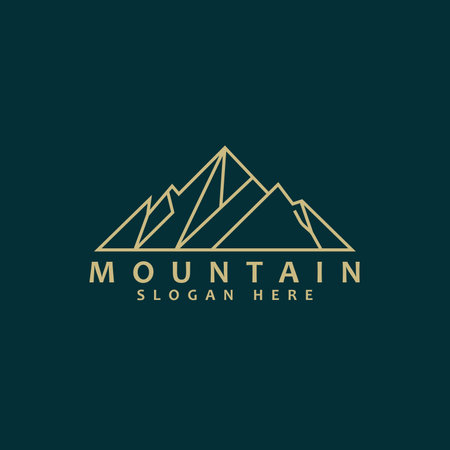 Mountain logo template vector icon illustration design element isolated on dark backgroundのイラスト素材