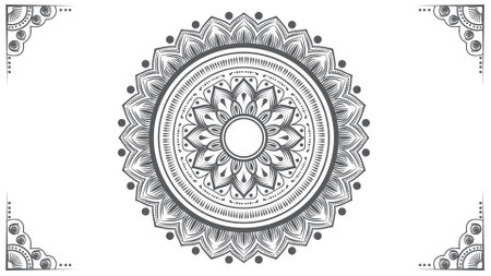 Vector monochrome mandala. Vintage decorative elements. Hand drawn background. Islam, Arabic, Indian, ottoman motifs.のイラスト素材