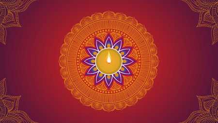 Indian festival Diwali background with diya. Vector illustration.のイラスト素材