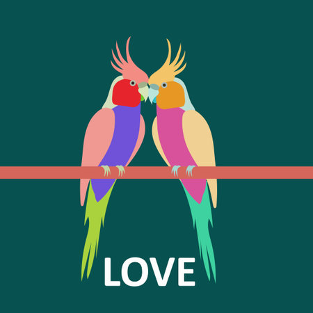 Love couple parrots. Vector illustration of a couple of love parrots.のイラスト素材