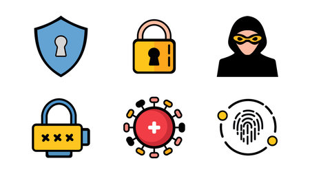 Set of icons on the theme of cyber security. Flat design. Vector illustration