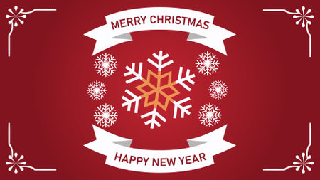 Merry Christmas and Happy New Year card with snowflakes.のイラスト素材