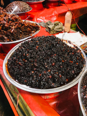 Traditional street food in the old town of Phnom Penh, Cambodiaの写真素材