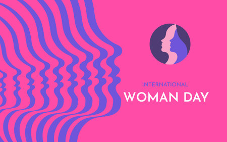 International Women's Day. 8 March. Greeting card with woman silhouette. Vector illustrationのイラスト素材