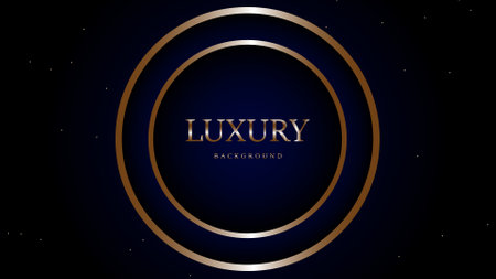 Luxury premium black background with golden circle. Vector illustration.のイラスト素材