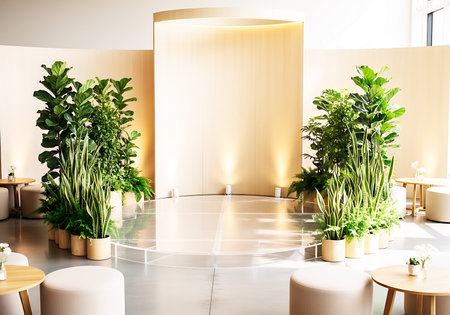 interior of modern cafe with white walls and concrete floor. 3d renderingの素材