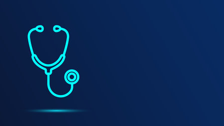 Stethoscope blue icon on a dark blue background. Vector illustrationのイラスト素材