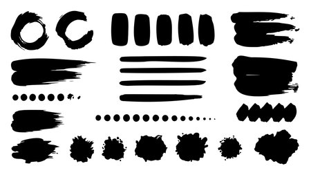 Set of black grunge brush strokes isolated on white background. Vector illustration.のイラスト素材