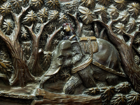 Elephant Wood Carvingの写真素材