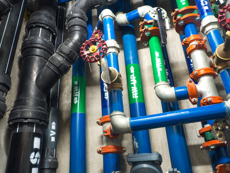Water pipe, clean watering and wastewater in the building constructionの写真素材