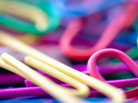 close up of colorful of paperclip concept of colorful backgroundの写真素材