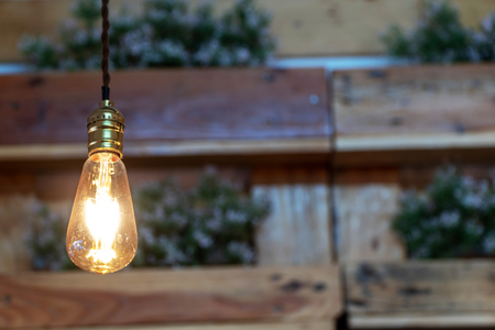 vintage lamp decoration in coffee shop.の写真素材