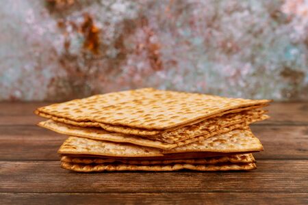 Israeli matzah bread for the Jewish holiday Pesach.の写真素材