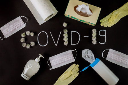 Prevention and protection things from the virus covid-19. Pandemic coronavirus concept.