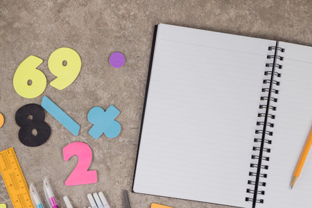 Mockup notebook with school supplies. Back to school.