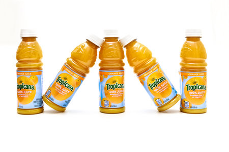 January 27, 2023. Spartanburg, SC USA. It contains 100 percent orange juice and vitamin C from Tropicana.のeditorial素材