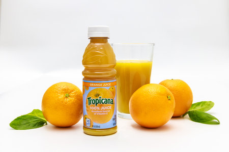 January 27, 2023. Spartanburg, SC USA. Citrus juice from Tropicana provides a good source of vitamin C.のeditorial素材
