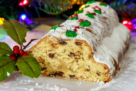 Stollen is a traditional German Christmas cake made with marzipan.の写真素材